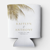 Elegante Tropische Palm Tree Beach Wedding Favorie Blikjeskoeler (Achterkant)