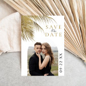 Elegante Tropische Palm Tree Strand Trouwfoto Save The Date