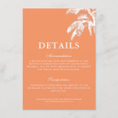Elegante Tropische Palm Tree Wedding Details Informatiekaartje (Voorkant)