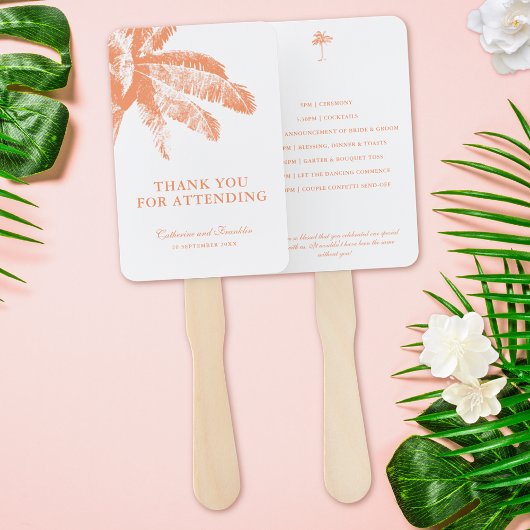 Elegante Tropische Palm Tree Wedding Tijdlijn Handwaaier