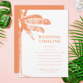 Elegante Tropische Palm Tree Wedding Tijdlijn Programmakaart