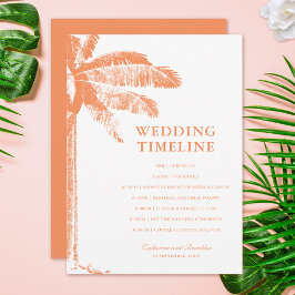 Elegante Tropische Palm Tree Wedding Tijdlijn Programmakaart