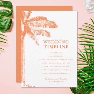 Elegante Tropische Palm Tree Wedding Tijdlijn Programmakaart