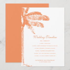 Elegante Tropische Palm Tree Wedding Tijdlijn Programmakaart