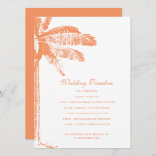 Elegante Tropische Palm Tree Wedding Tijdlijn Programmakaart