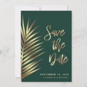 Elegante tropische palmbladeren bewaren de datum save the date (Voorkant)