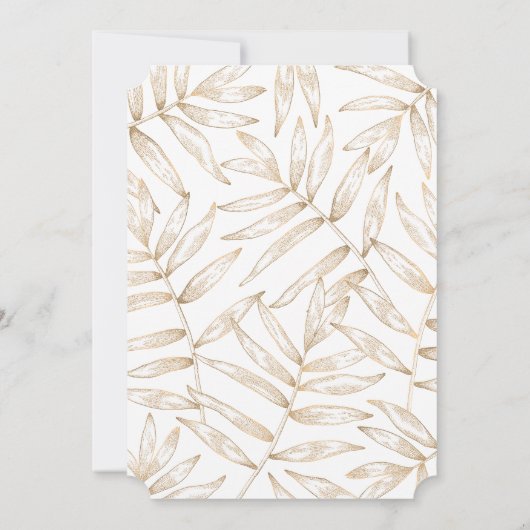 Elegante tropische palmbladeren bruiloft uitnodigi kaart (Achterkant)