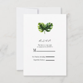 Elegante Tropische Palmbladeren Trouw-Huwelijk RSV RSVP Kaartje