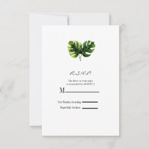 Elegante Tropische Palmbladeren Trouw-Huwelijk RSV RSVP Kaartje