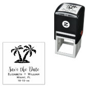 Elegante Tropische Palmbomen Bruiloft Save the Dat Zelfinktende Stempel (In situ)