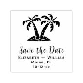 Elegante Tropische Palmbomen Bruiloft Save the Dat Zelfinktende Stempel (Design)