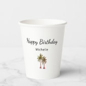 Elegante tropische palmbomen verjaardagsfeestje papieren bekers (Voorkant)