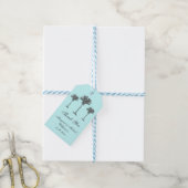 Elegante tropische palmboom aqua bruiloft dank u cadeaulabel (Met Touw)