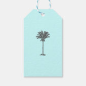 Elegante tropische palmboom aqua bruiloft dank u cadeaulabel (Achterkant)
