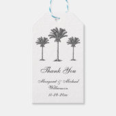 Elegante tropische palmboom bruiloft gunst dank u cadeaulabel (Voorkant)