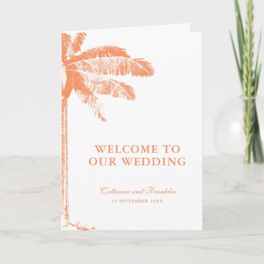 Elegante tropische palmboom gevouwen bruiloft programma (Voorkant)