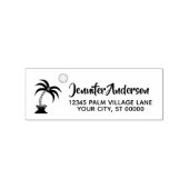 Elegante tropische palmboom retouradres rubberstempel (Afrduk)
