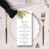 Elegante tropische palmboom strand bruiloft menu kaart