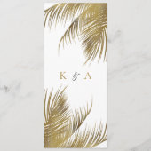 Elegante tropische palmboom strand bruiloft menu kaart (Achterkant)