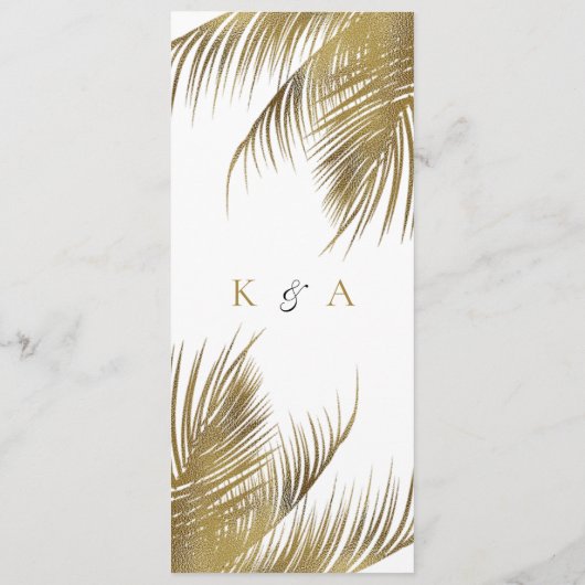 Elegante tropische palmboom strand bruiloft menu kaart (Achterkant)