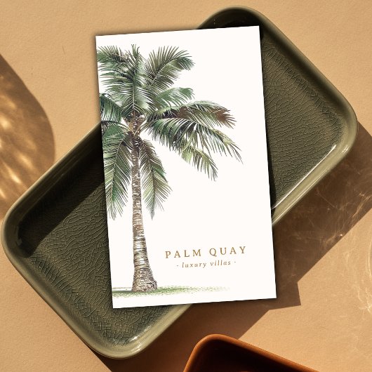 Elegante tropische palmboom vakantiewoning visitekaartje