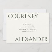 Elegante Tropische  Palmen Grote Namen Bruiloft Save The Date (Voorkant)