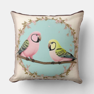 Elegante Tropische Papegaai Kunstwerk Luxe Bloemst Kussen