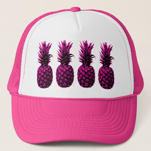Elegante tropische roze ananas trucker pet (Voorkant)