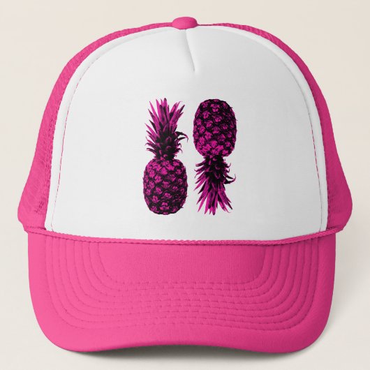 Elegante tropische roze ananas trucker pet (Voorkant)