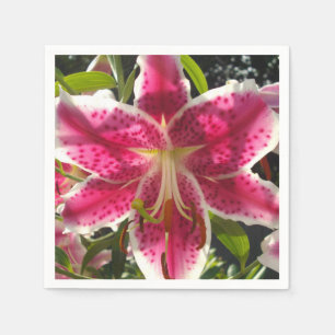 Elegante tropische roze bloemen klassieke lelie servetten