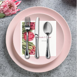 Elegante Tropische Roze Protea Bloemige Bruiloft Servet