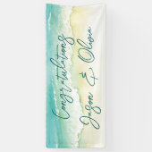 Elegante Tropische Strand Bruiloft Felicitaties Spandoek (Verticaal)