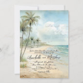 Elegante tropische strand bruiloft kaart (Voorkant)