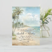 Elegante tropische strand bruiloft kaart (Staand voorkant)