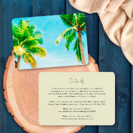Elegante Tropische Strand Palm Tree Wedding Detail Informatiekaartje