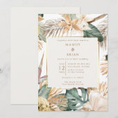 Elegante tropische strandbestemming bruiloft kaart (Voorkant / Achterkant)