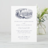 Elegante  tropische strandbestemming bruiloft kaart (Staand voorkant)