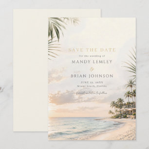 Elegante tropische strandbestemming trouwlocatie save the date