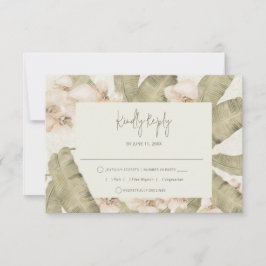 Elegante Tropische Strandbruiloft RSVP Kaartje