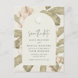 Elegante Tropische Strandbruiloft Save the Date Aankondigingskaart