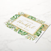 Elegante Tropische Trouw Trouwkaart Met Gouden Fol Folie Uitnodiging (Gedraaid)