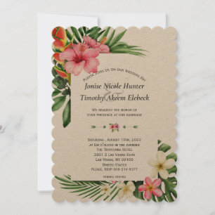 Elegante Tropische Tuin Bloemen Bloei Huwelijk Kaart