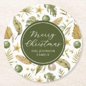 Elegante tropische vrolijke kerst ronde kartonnen onderzetter (Voorkant)