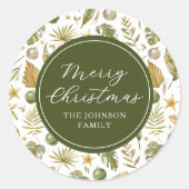 Elegante tropische vrolijke kerst ronde sticker (Voorkant)