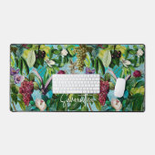 Elegante tropische vruchten aqua patroon monogram bureaumat (Keyboard & Muis)