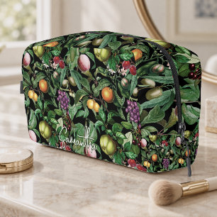Elegante tropische vruchten zwart patroon monogram toilettasje