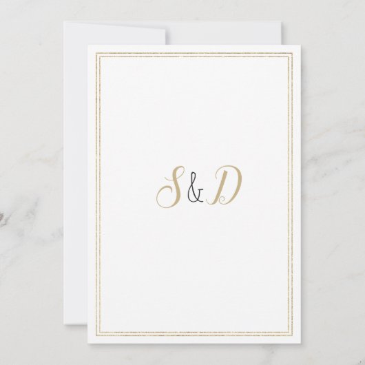 Elegante tropische wit en gouden bladeren bruiloft kaart (Achterkant)