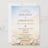 Elegante tropische zeester strand bruiloft uitnodi kaart (Voorkant)