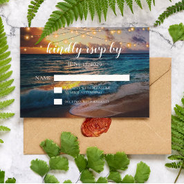 Elegante Tropische Zomer Strand Bruiloft RSVP-kaar Kaart