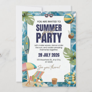 Elegante tropische zomerfeest uitnodigingskaart kaart